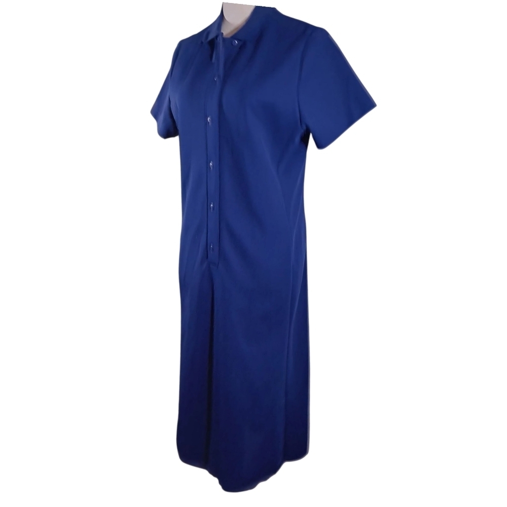 Vintage Haymaker Button Front Navy Double Knit Dress - Picture 5 of 9